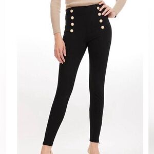 Generation Love Black Skinny Pants with Gold Buttons